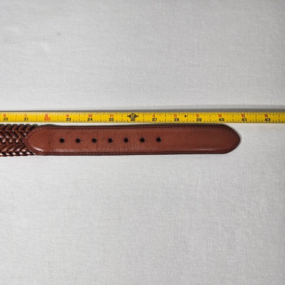 VINTAGE Hipster Western Genuine BROWN Leather Bonded Lacing BELT Men's Size 34. - Picture 16 of 17